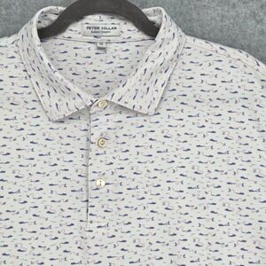 Peter Millar Summer Comfort Mens XL AOP Fishing Cypress Performance Polo Boat